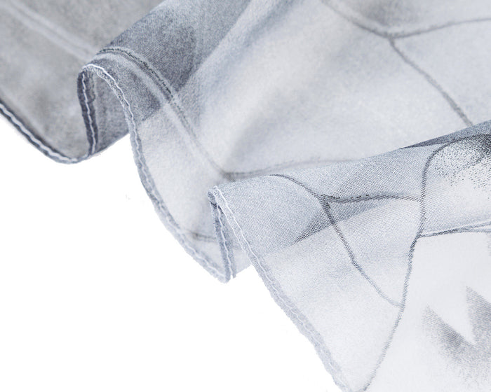 SC-Chiffon Lotus White & Black | Chiffon Scarf