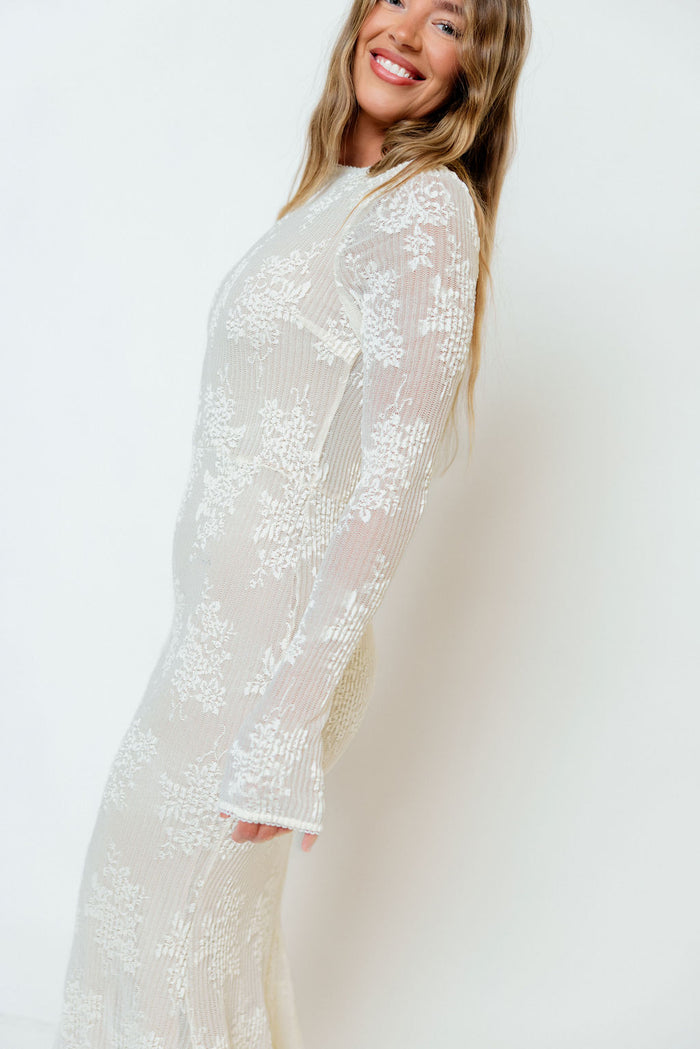 Seraphine Lace Maxi Dress in Ivory - Bump Friendly & Inclusive Sizing (Size Up for Bump)