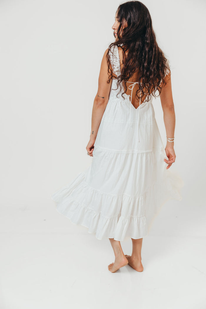 Shiloh 100% Cotton Ruffle Tiered Maxi Dress in White *Final Sale*