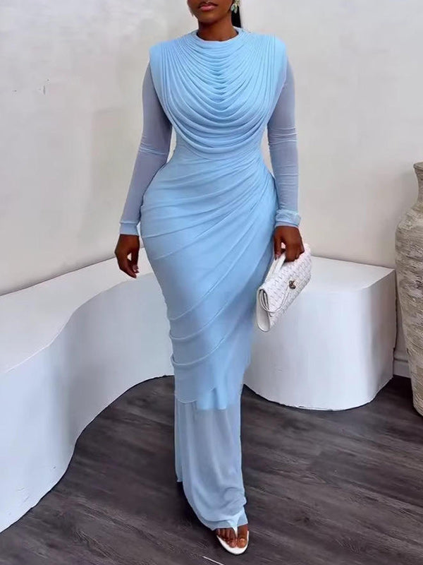 Solid Ruched Maxi Dress