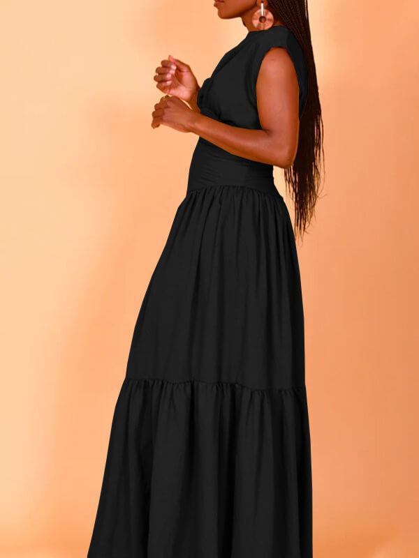 Solid Sleeveless Ruffle Dress--Clearance