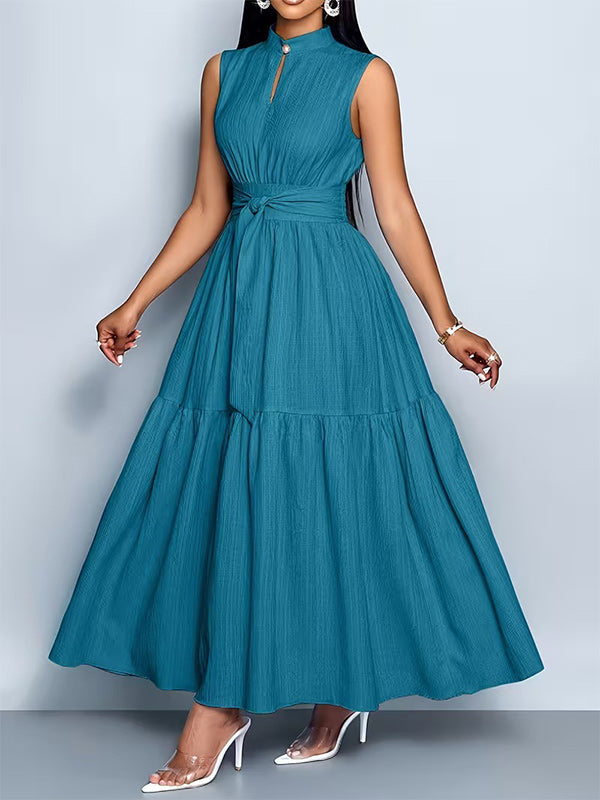 Solid Tied Sleeveless Dress