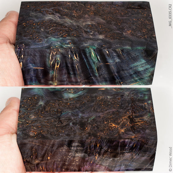 Stabilized wood alder burl block