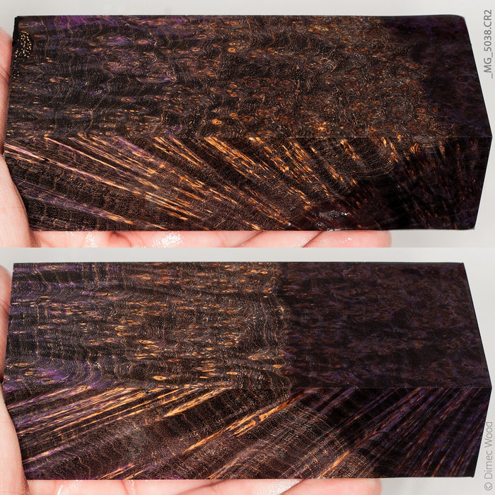 Stabilized wood black ash burl block