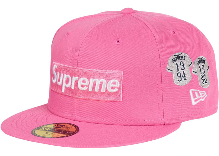 Supreme Jerseys Box Logo New Era Fitted Hat Pink