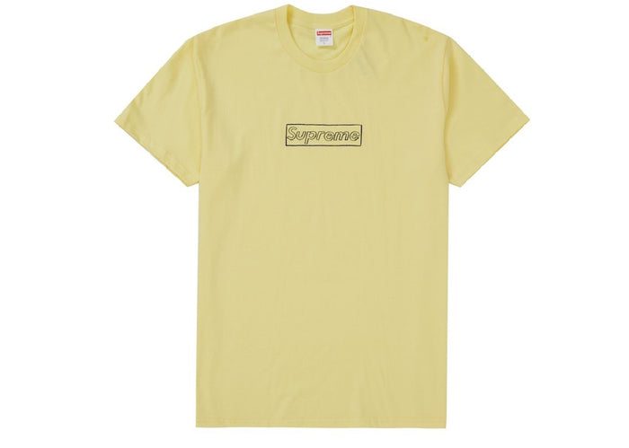 Supreme KAWS Chalk Logo Tee Pale Yellow