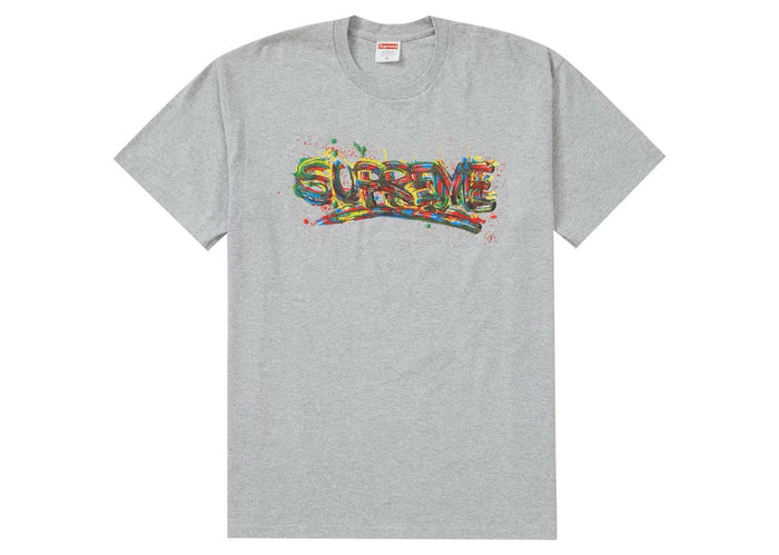 Supreme Paint Logo Tee Heather Grey