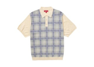 Supreme Plaid Knit S/S Polo White