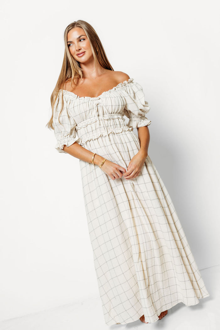 Sydnee Maxi Dress in Natural/Black - Bump Friendly *9/10 PRE-ORDER*