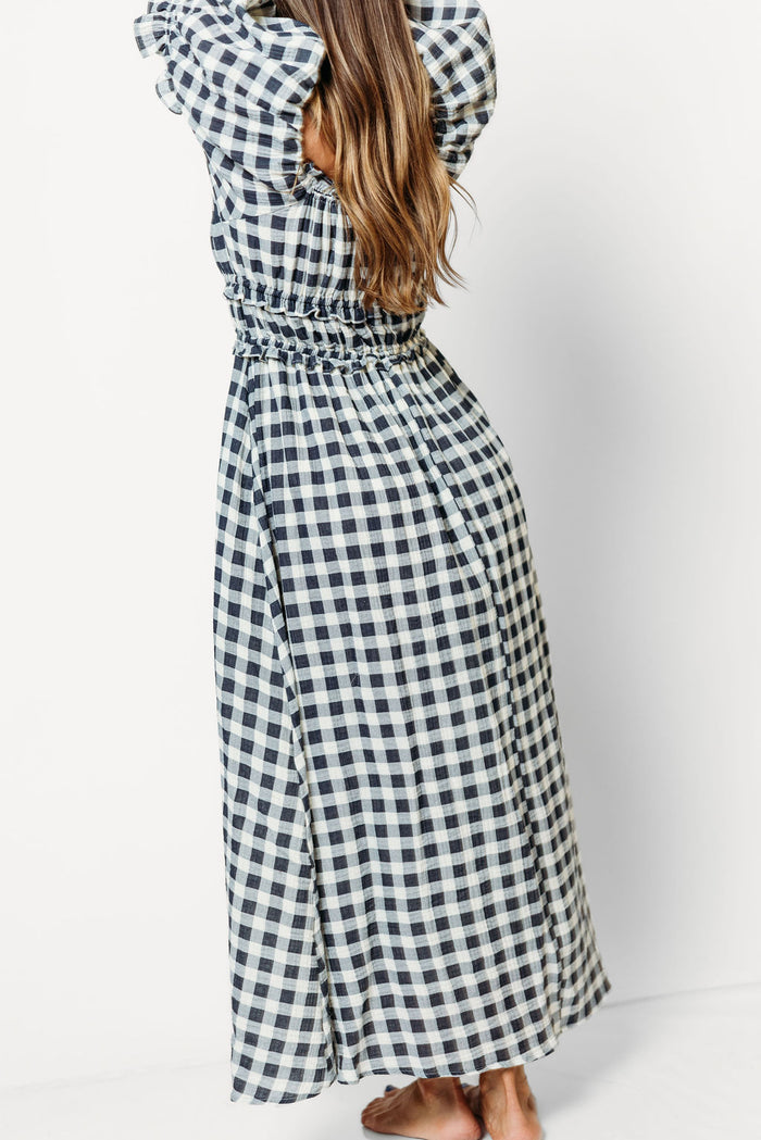 Sydnee Maxi Dress in Navy Gingham - Bump Friendly & Inclusive Sizing *9/16 PRE-ORDER*