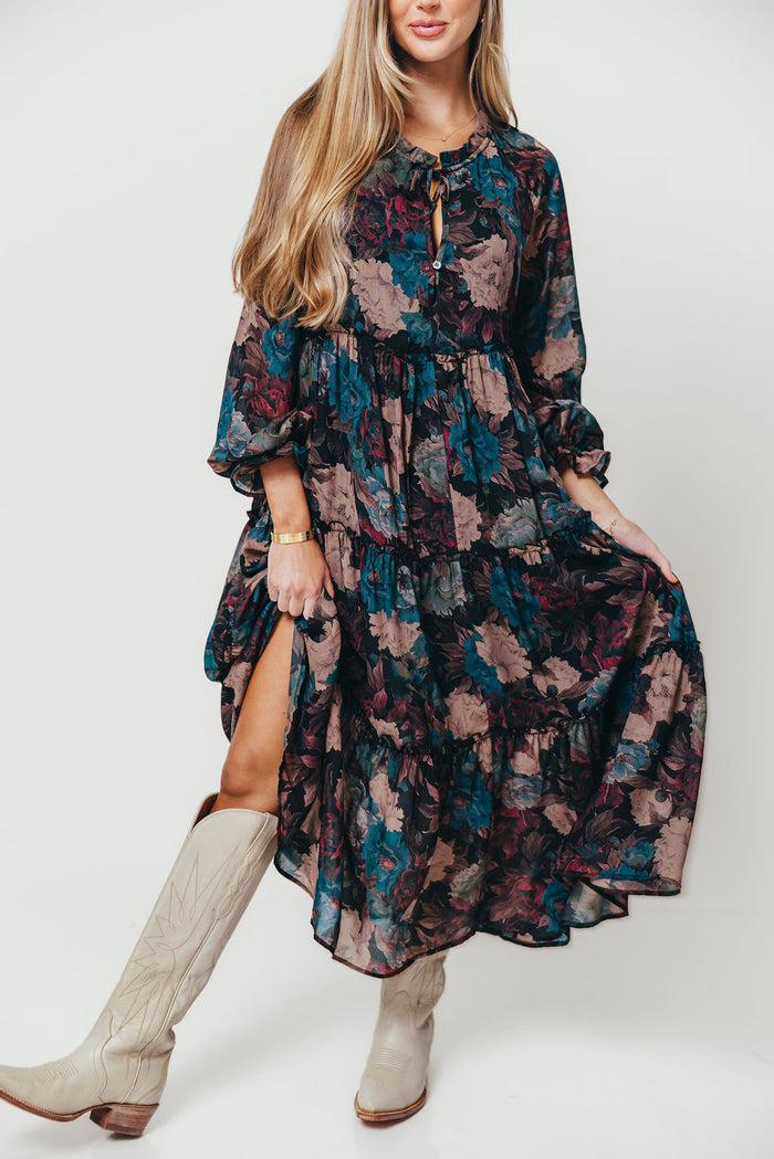Tabitha Midi Dress in Black - Bump Friendly