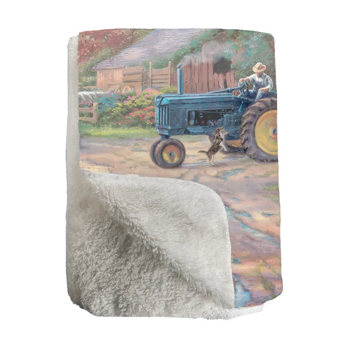 Thomas Kinkade Summer's Heritage Sherpa Throw Blanket
