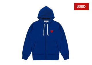 (USED) Comme des Garçons Play Zip Up Hoodie With Red Heart 'Blue'