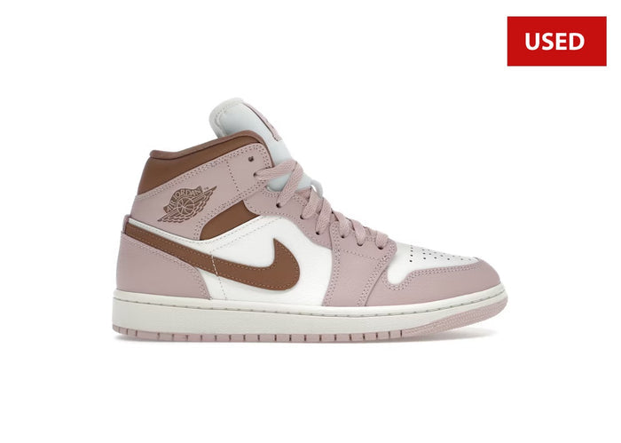 (USED) Jordan 1 Mid Pink Oxford Brown (Women's) - Sz 8.5