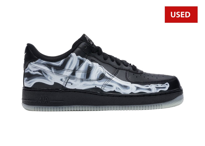 (USED) Nike Air Force 1 Low Black Skeleton Halloween (2019) - Sz 9.5
