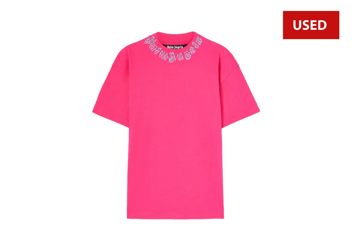 (USED) Palm Angels Neck Logo Pink T-shirt