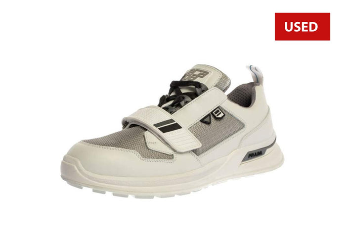 (USED) Prada White Leather Mechano Low Top - Sz 10