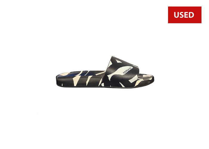 (USED) Versace Black/White Slides - Sz 8.5