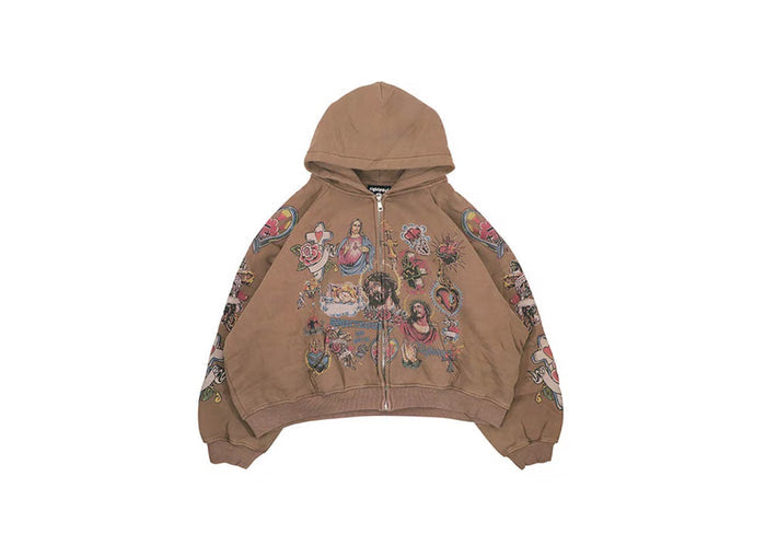 We Are Righteous Risen King Zip Up Brown