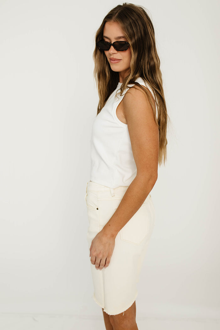 Zayla Super High Rise Relaxed Short in Ecru *Final Sale*