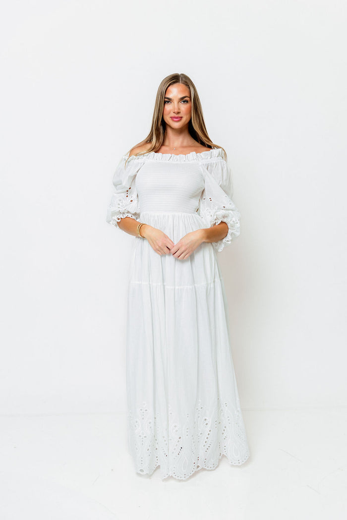 100% Cotton Karolina Maxi Dress in White