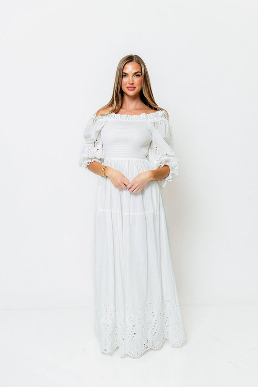 100% Cotton Karolina Maxi Dress in White