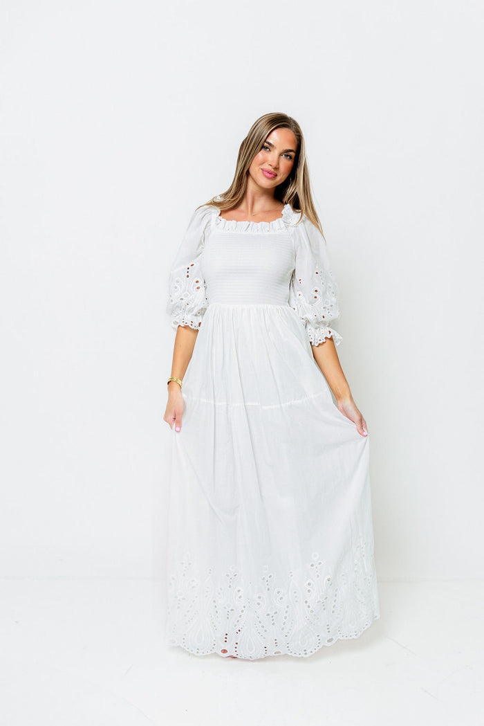 100% Cotton Karolina Maxi Dress in White