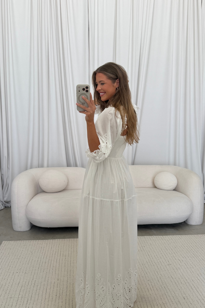 100% Cotton Karolina Maxi Dress in White