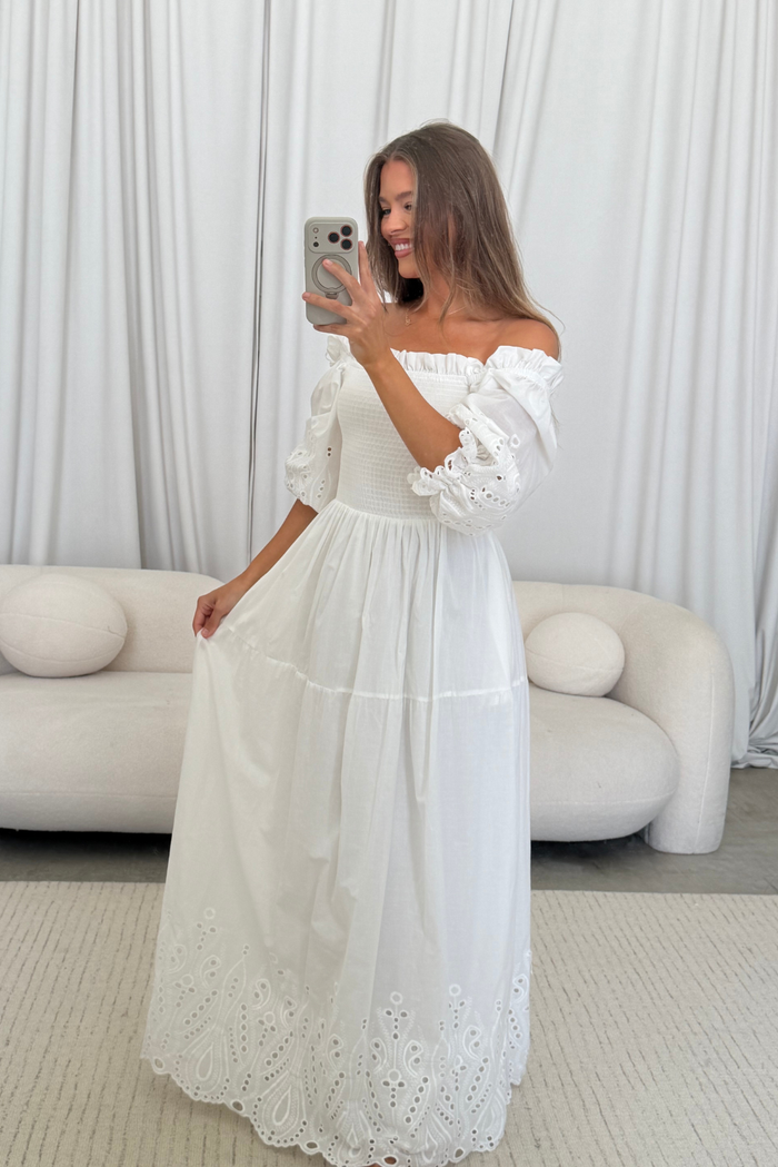 100% Cotton Karolina Maxi Dress in White