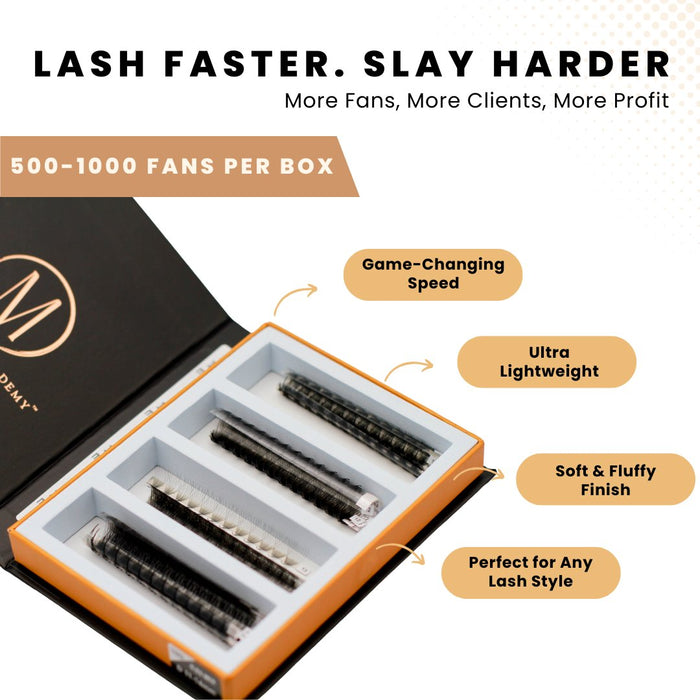 12D Rapid Promade Fans® - 1000 Fans Promade Fans Mega Lash Academy