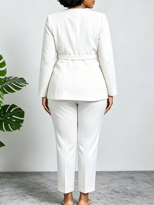 3D Floral Belted Blazer & Pants Set