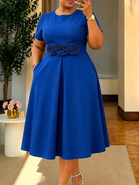 3D Floral Midi Dress