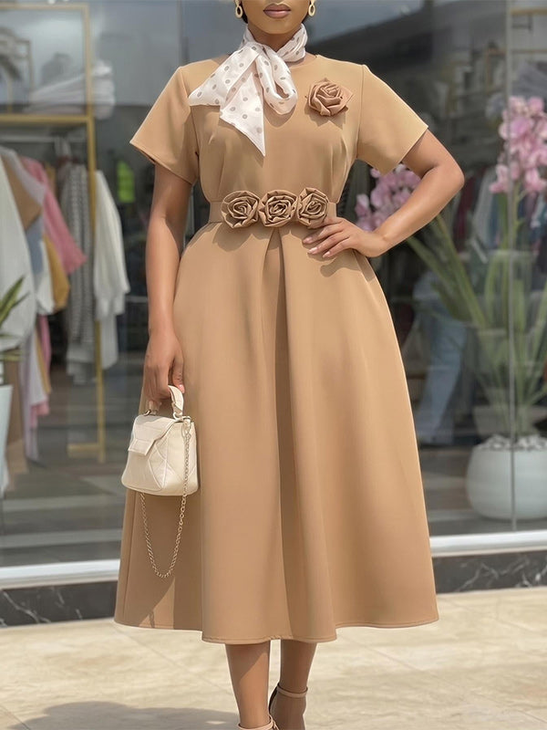 3D Floral Midi Dress