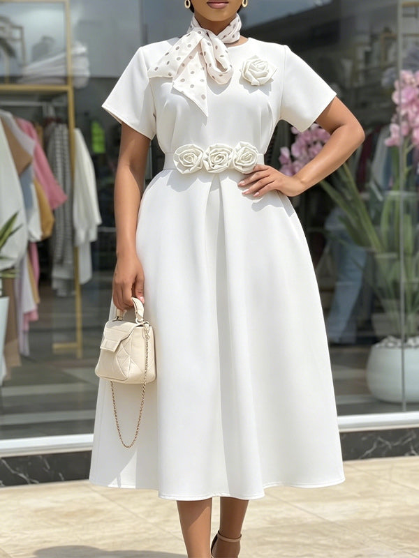 3D Floral Midi Dress