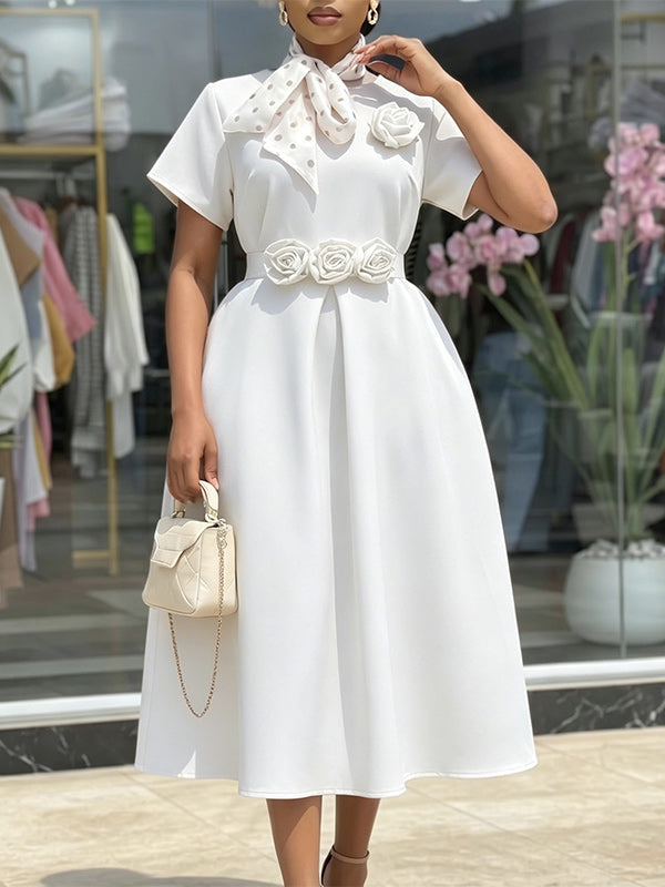 3D Floral Midi Dress