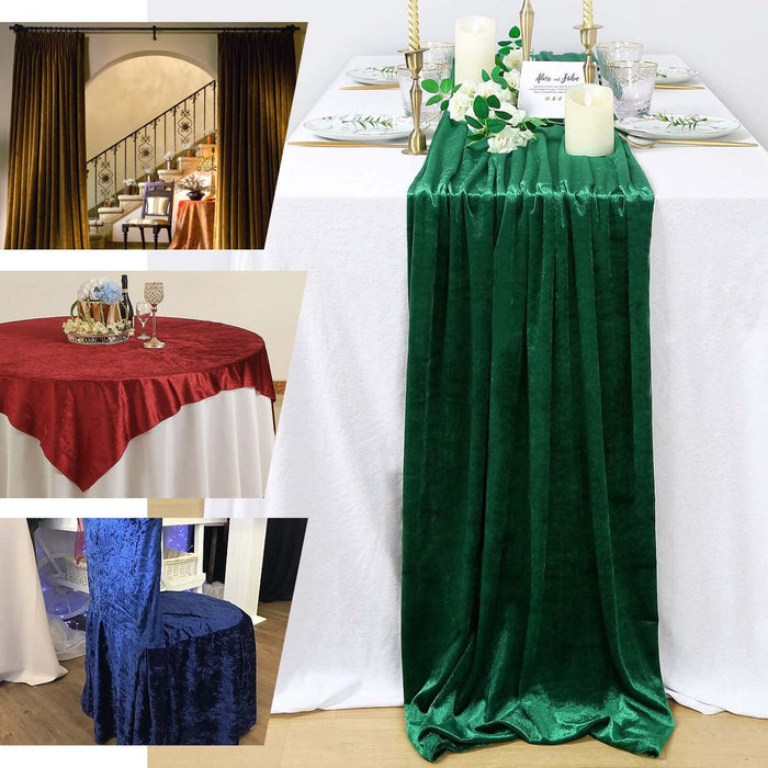 Assorted table linens in red, green, and blue for elegant dining setups.