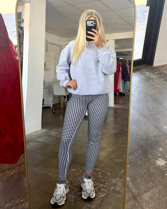 Classic Black & White Gingham High-Waist Leggings