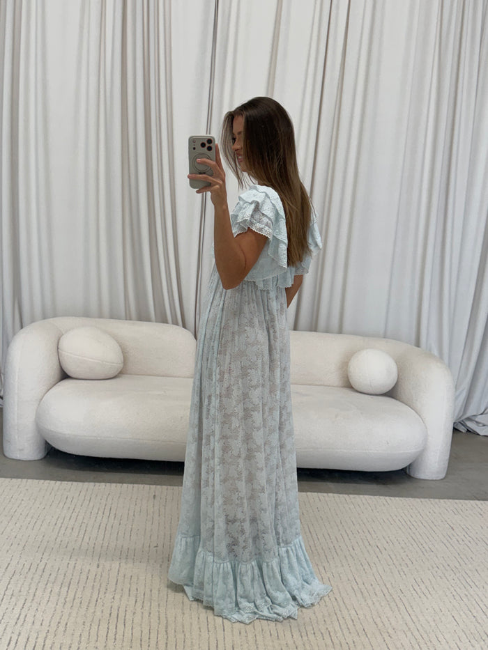 Blakely Maxi Dress in Light Blue - Bump Friendly