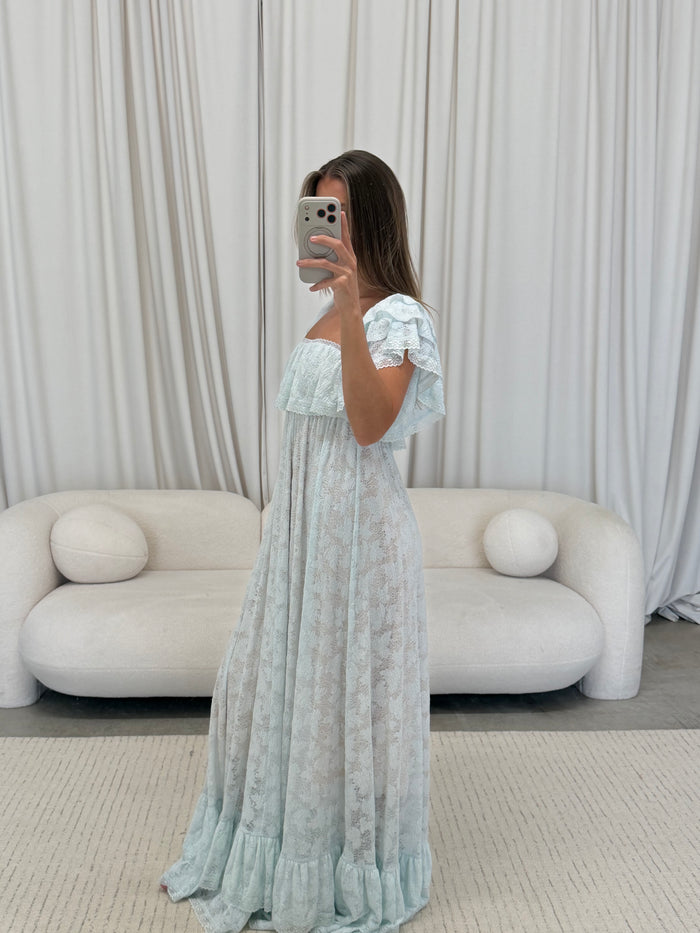 Blakely Maxi Dress in Light Blue - Bump Friendly
