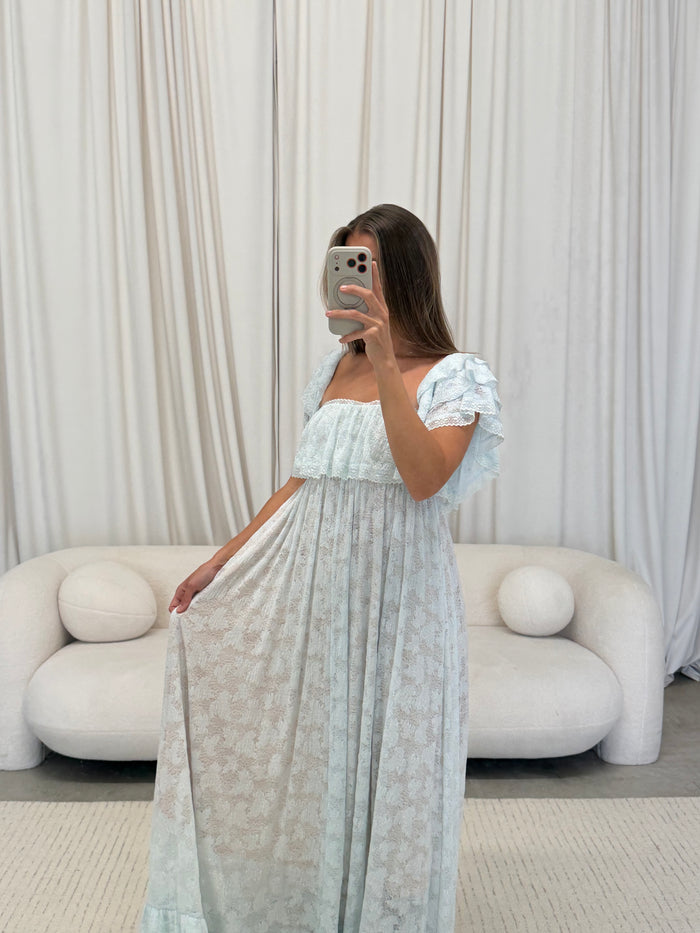 Blakely Maxi Dress in Light Blue - Bump Friendly