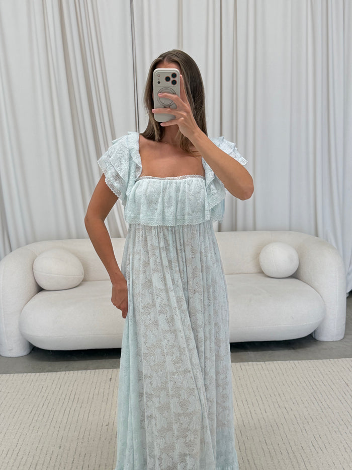 Blakely Maxi Dress in Light Blue - Bump Friendly