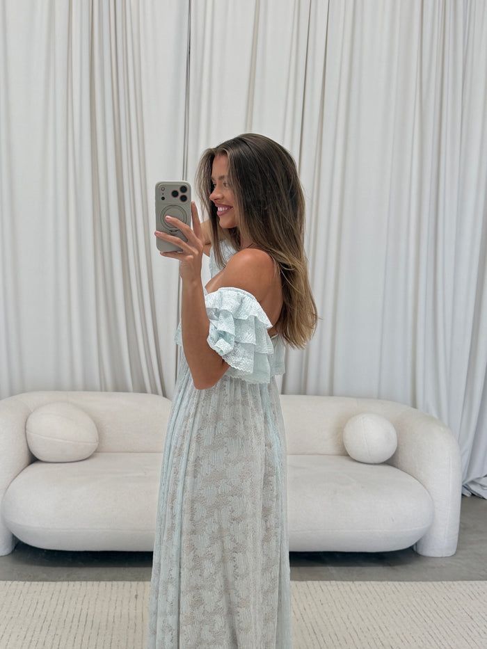 Blakely Maxi Dress in Light Blue - Bump Friendly