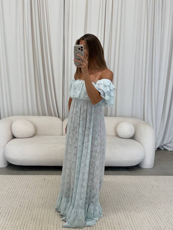 Blakely Maxi Dress in Light Blue - Bump Friendly