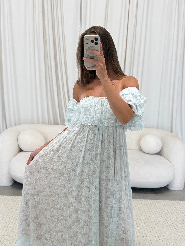 Blakely Maxi Dress in Light Blue - Bump Friendly