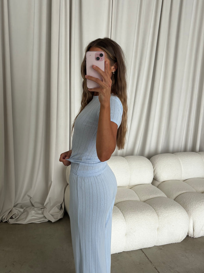 Mary 100% Cotton Lounge Set in Light Blue