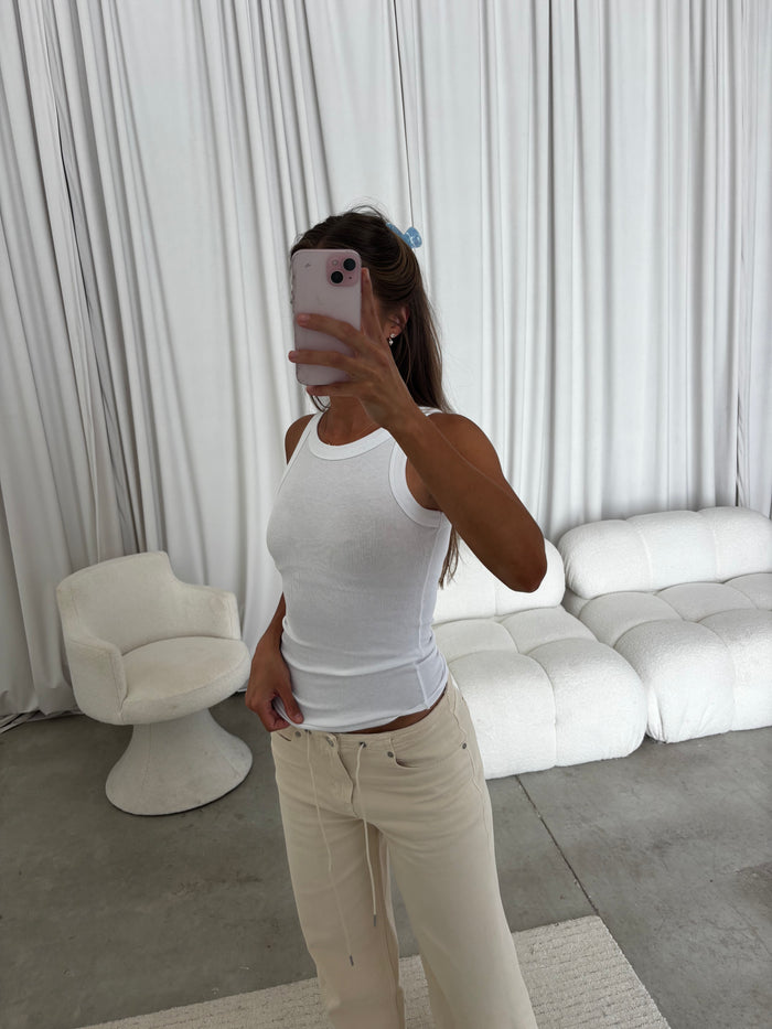 Mel Reversible Ribbed Tank Top in White