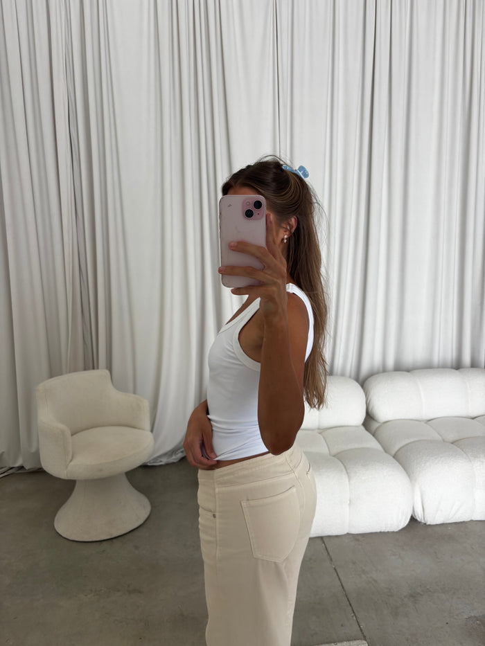 Mel Reversible Ribbed Tank Top in White