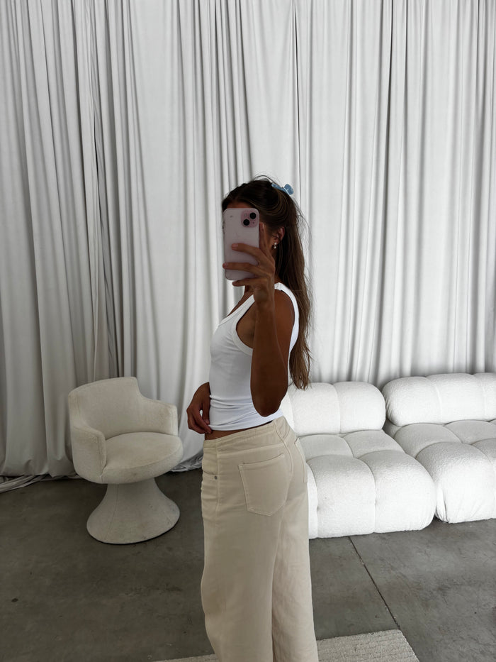 Mel Reversible Ribbed Tank Top in White