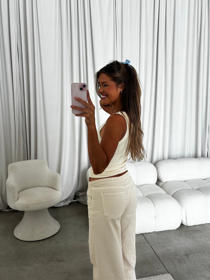 Mel Reversible Ribbed Tank Top in Buttercream