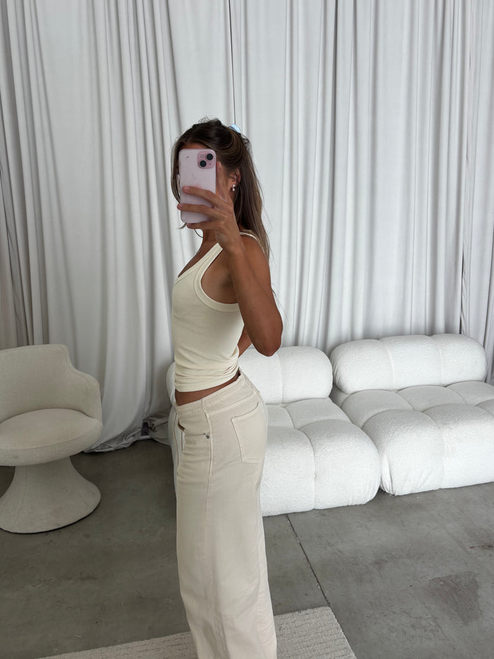 Mel Reversible Ribbed Tank Top in Buttercream